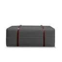 Pouf design Docker Lungo in velluto grigio scuro con cinturino centrale in pelle