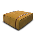 Pouf design Docker Maxi in velluto ocra con dettagli in pelle