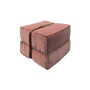 Pouf design Docker in velluto rosa cipria con dettagli in pelle