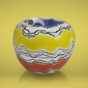 Salvadanaio decorativo a forma di mela con motivo Fiume Giallo, accessorio casa di design