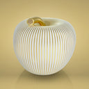 Mela Luxury Righe salvadanaio decorativo in ceramica bianca con incisioni a righe su sfondo dorato