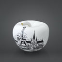 Mela City monocromatica con skyline inciso, complemento d’arredo moderno