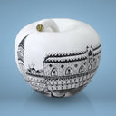 Mela City con skyline urbano stilizzato, oggetto di home decor moderno