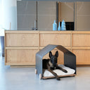 Cuccia per cani e gatti da interno Campero con un cane che riposa comodamente all'interno di una casa elegante.