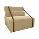 Poltrona design Docker in velluto beige con dettagli in pelle