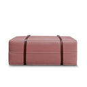 Pouf design Docker Lungo in velluto rosa antico con dettagli in pelle