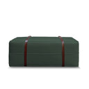 Pouf design Docker Lungo in velluto verde scuro con dettagli in pelle