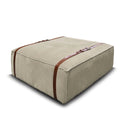 Pouf design Docker Maxi in velluto beige chiaro con dettagli in pelle
