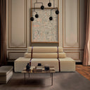 Divano design Docker in velluto beige ambientato in interno moderno