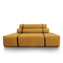 Divano design Docker in velluto giallo senape vista frontale