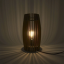 Lampada da tavolo design Flussio accesa con luce LED calda