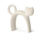 Scultura decorativa Micioni in gres porcellanato, versione colore avorio.