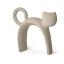 Scultura decorativa Micioni in gres porcellanato, versione colore beige caldo.