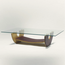 Tavolo da caffè arredamento Trevi con struttura in rovere e piano in vetro