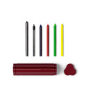 Astuccio di design TRILOcase con penne colorate e portaoggetti per la creatività.