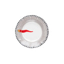 Insalatiera artigianale collezione Fortuna, piatto in ceramica decorata con pesce rosso