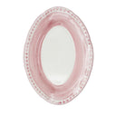 Piatto ovale da portata I Colorati rosa, vista frontale in ceramica smaltata.