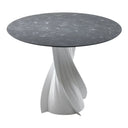 Tavolo da pranzo SoHo Reverse di design con piano scuro e base scultorea in PLA