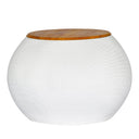 Seduta contenitore Zero Donut con top in legno naturale design arredamento